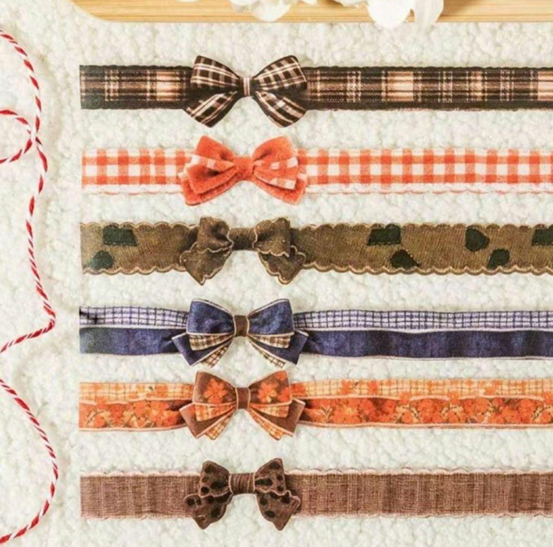 海外 ハトロン紙 リボン柄マスキングテープ コラージュ素材