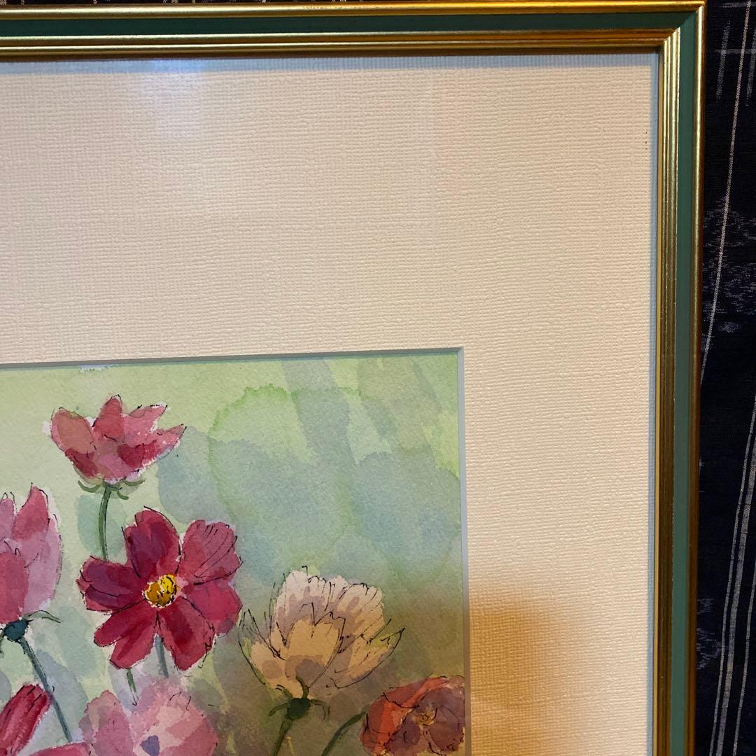佐藤正弥作品　コスモスの花　額付き