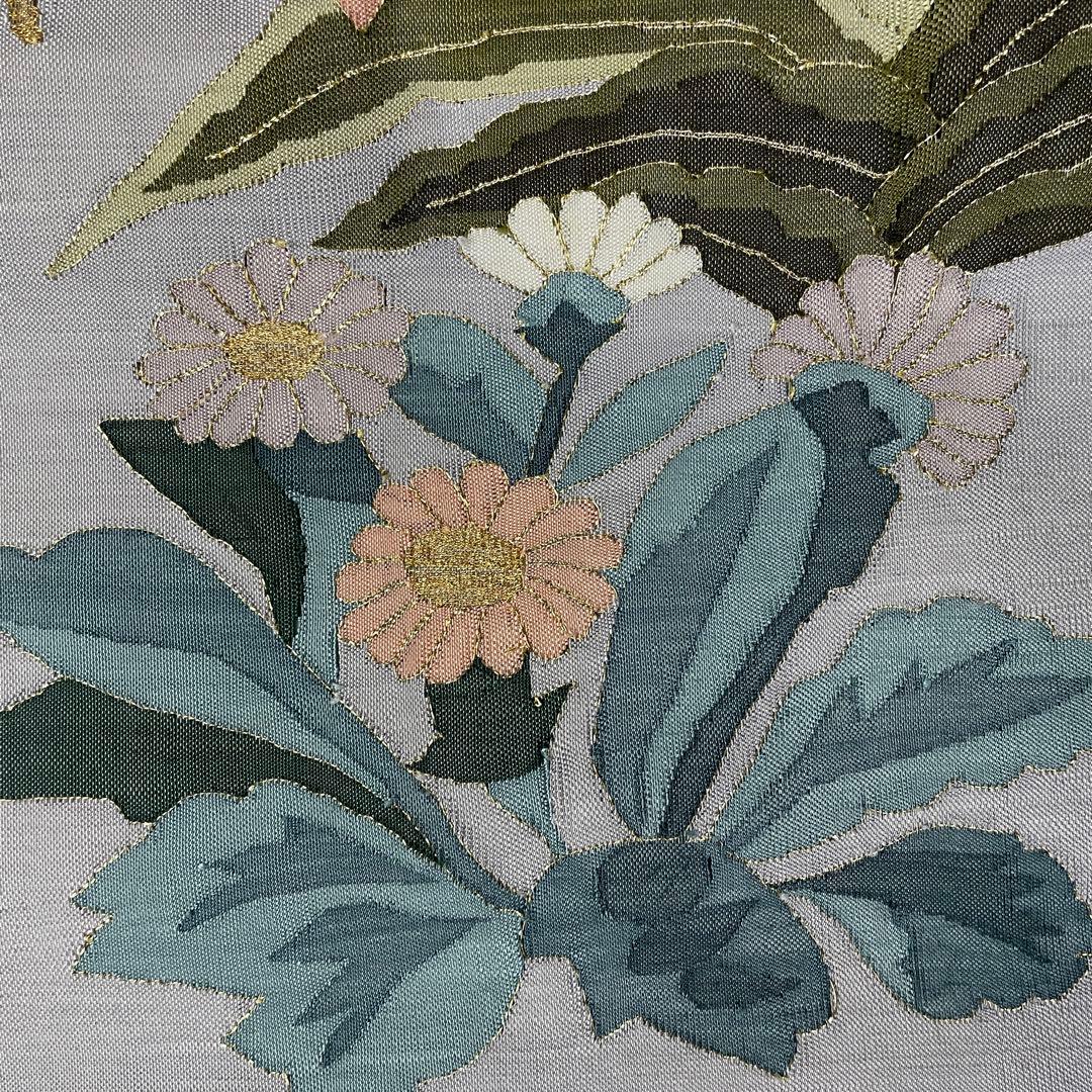 正絹　柳瀬聖仙　本瓜綴　明綴れ 花鳥紋 模様織出し　袋帯未使用美品　FF5-10