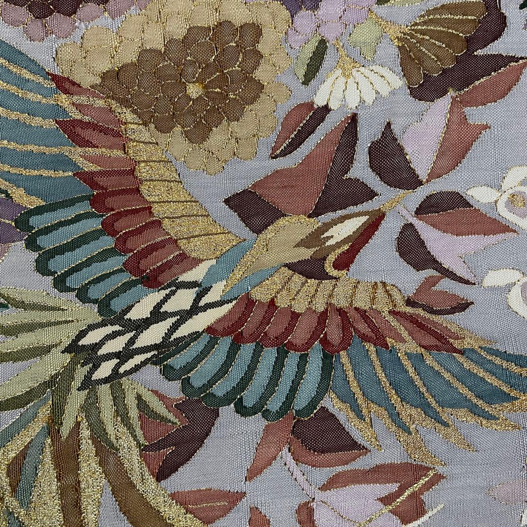 正絹　柳瀬聖仙　本瓜綴　明綴れ 花鳥紋 模様織出し　袋帯未使用美品　FF5-10