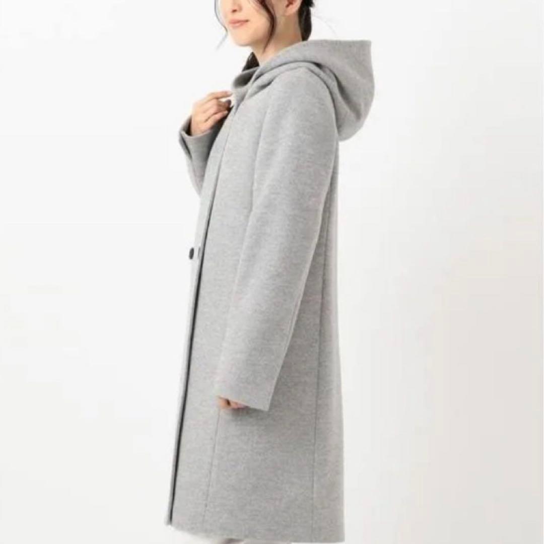 23区 ロングコート 44 フーデッドコート ライトグレー DMW