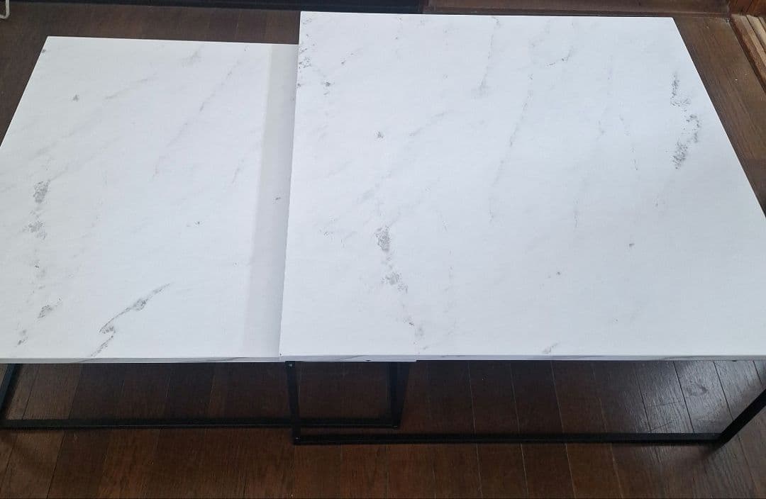 【週末特価】LOWYA リビングテーブル ネストテーブル 大理石柄 Mサイズ