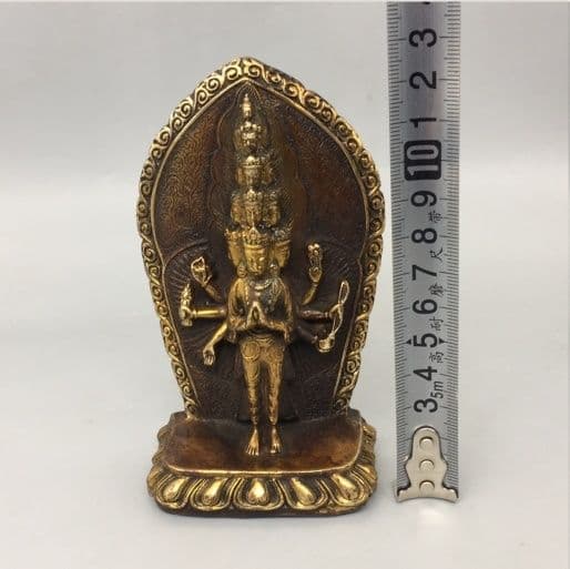 銅製 仏像 八臂十一面観音仏像 開運 風水 招財 置物 工芸品