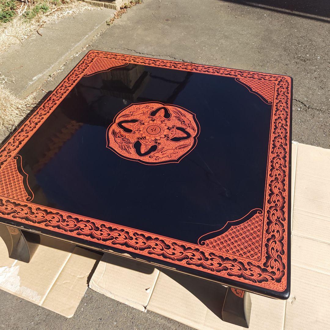 昭和レトロ　大正ロマン　漆塗り　小型高級ちゃぶ台 古家具　当時物　送料込