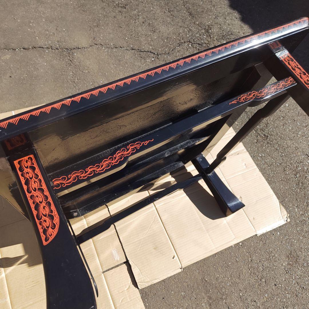 昭和レトロ　大正ロマン　漆塗り　小型高級ちゃぶ台 古家具　当時物　送料込