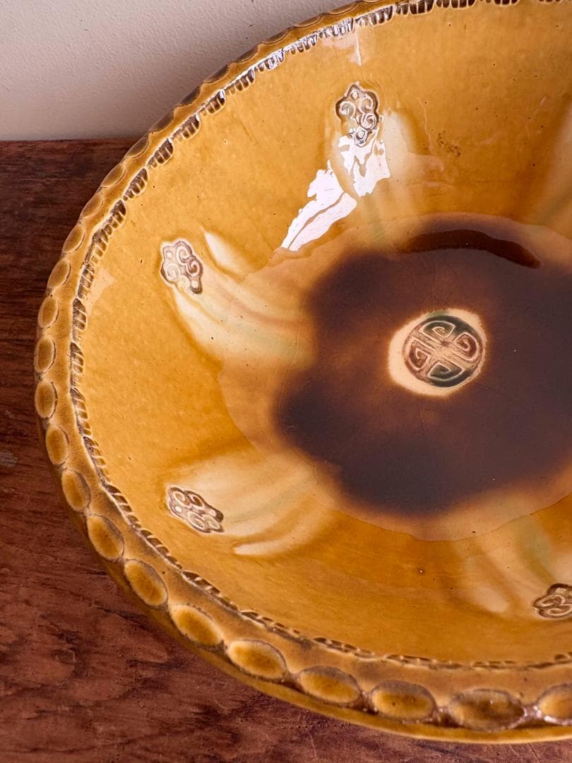 舩木研兒　三彩秞　押紋　深鉢　ボール　美品　希少　古民藝