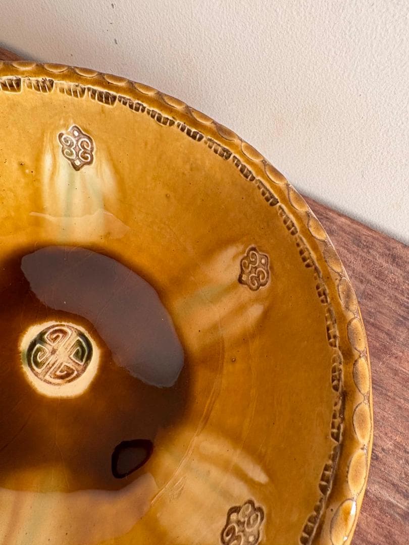 舩木研兒　三彩秞　押紋　深鉢　ボール　美品　希少　古民藝