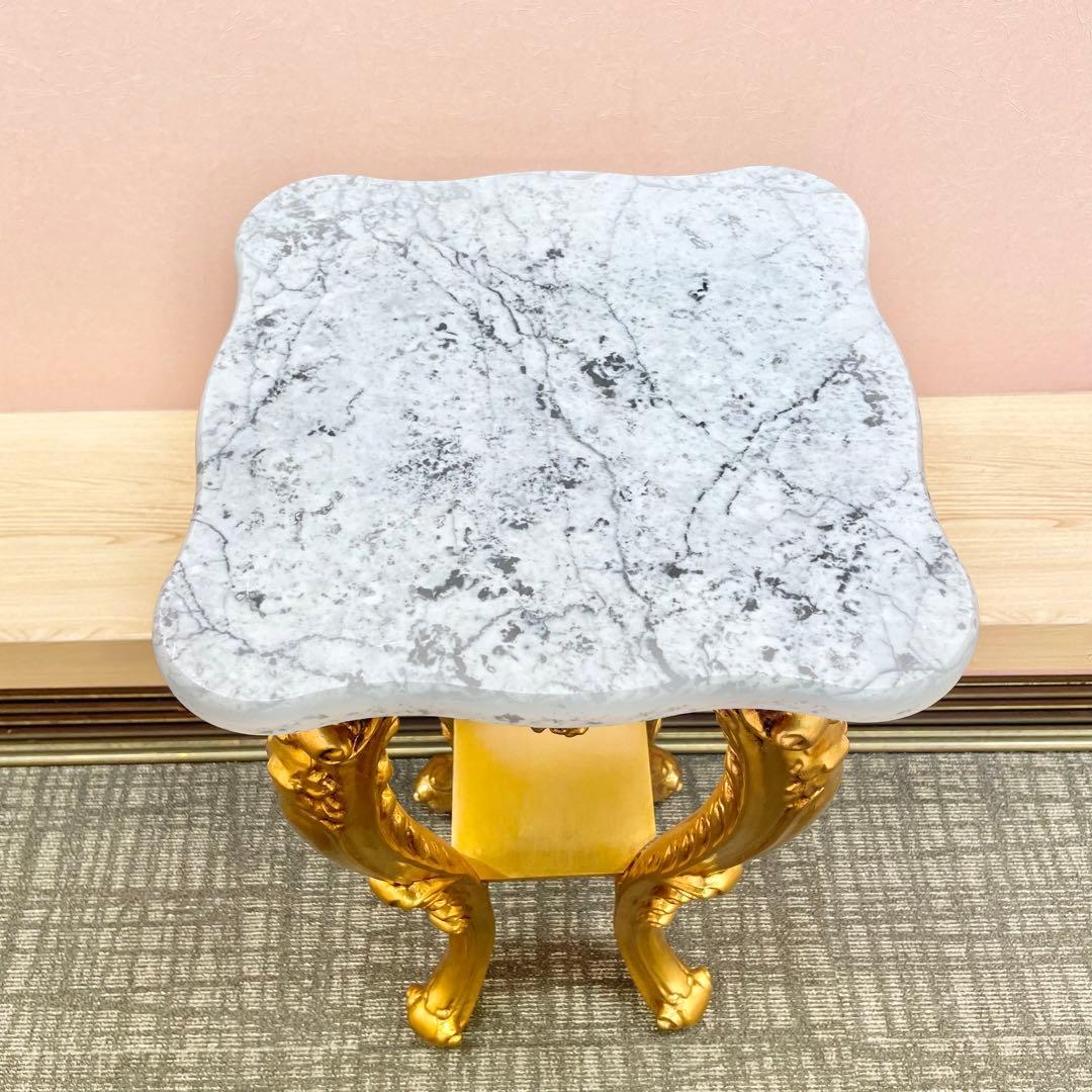 【値下げOK】アンティーク調大理石フラワースタンド／コンソールテーブル ゴールド