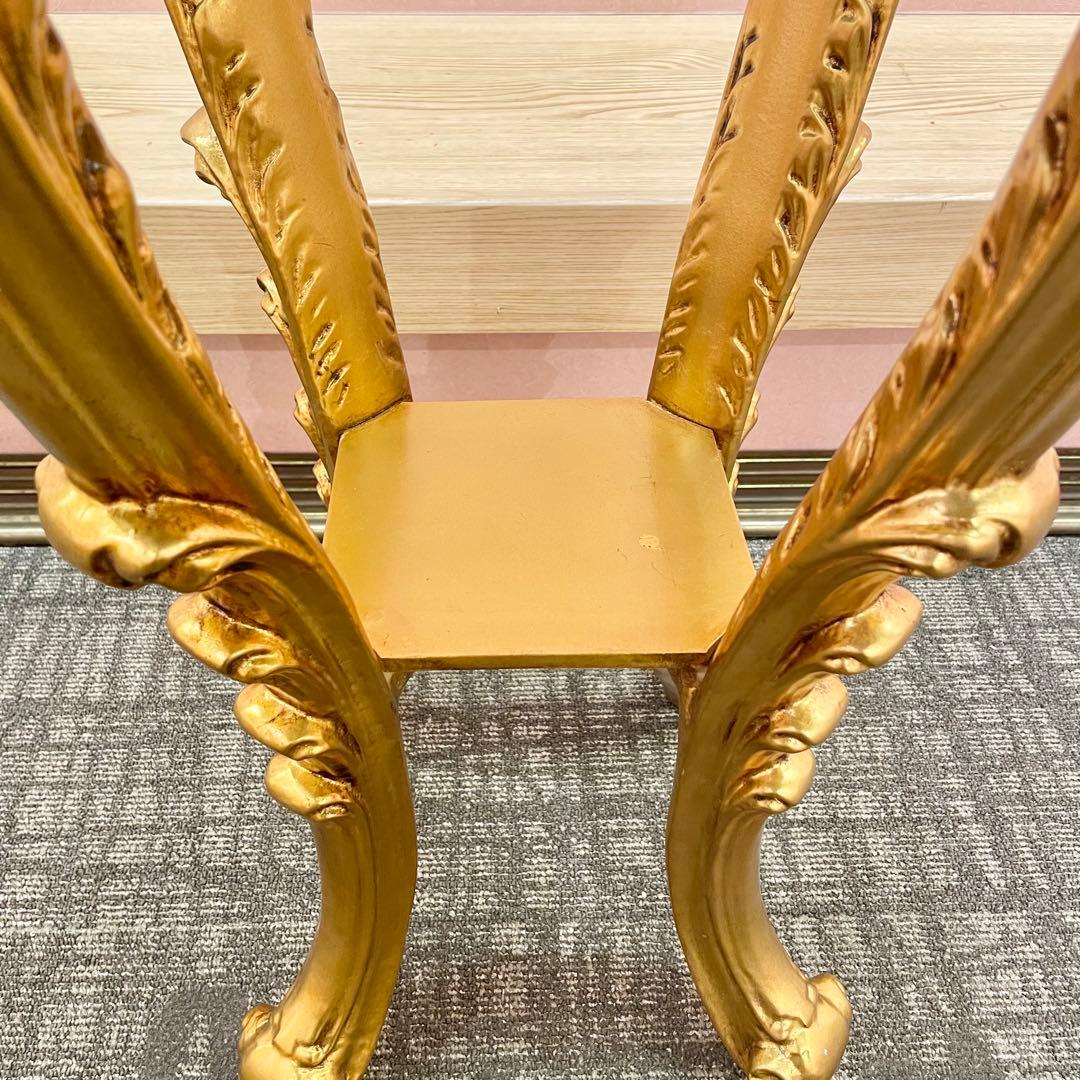 【値下げOK】アンティーク調大理石フラワースタンド／コンソールテーブル ゴールド