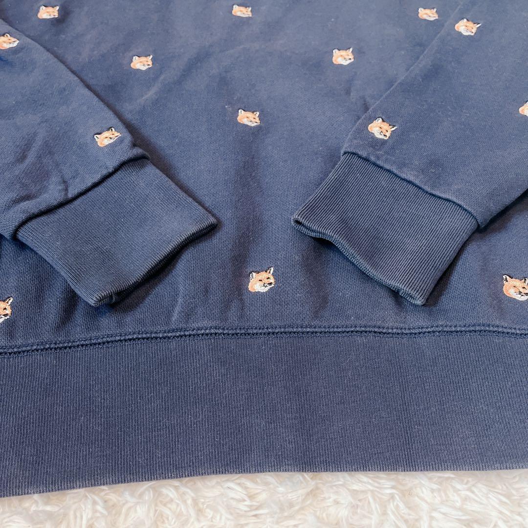 【希少】Maison Kitsune メゾンキツネ　トレーナー　総柄 ロゴ刺繍