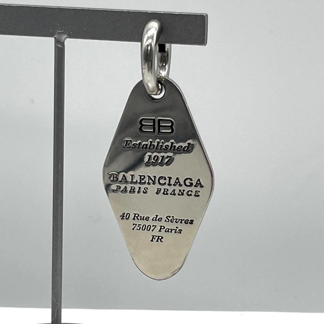 バレンシアガ 23SS ロゴフープ スターリングシルバー ピアス 片耳