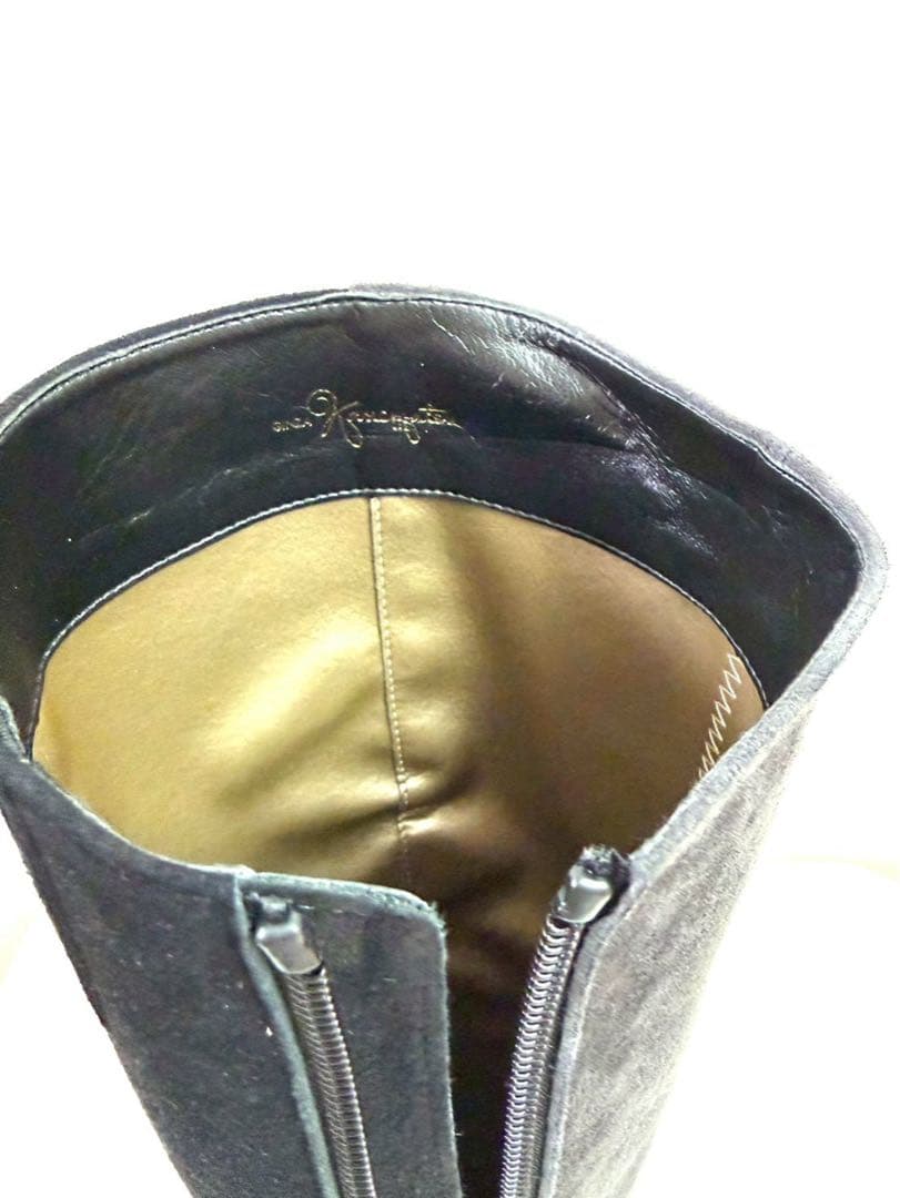 1/24まで　定価約3.7万　未使用 銀座かねまつ スエード ブーツ ブラック