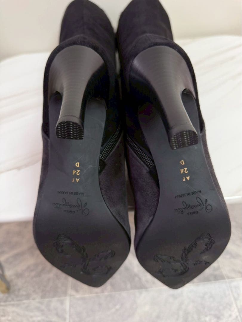 1/24まで　定価約3.7万　未使用 銀座かねまつ スエード ブーツ ブラック