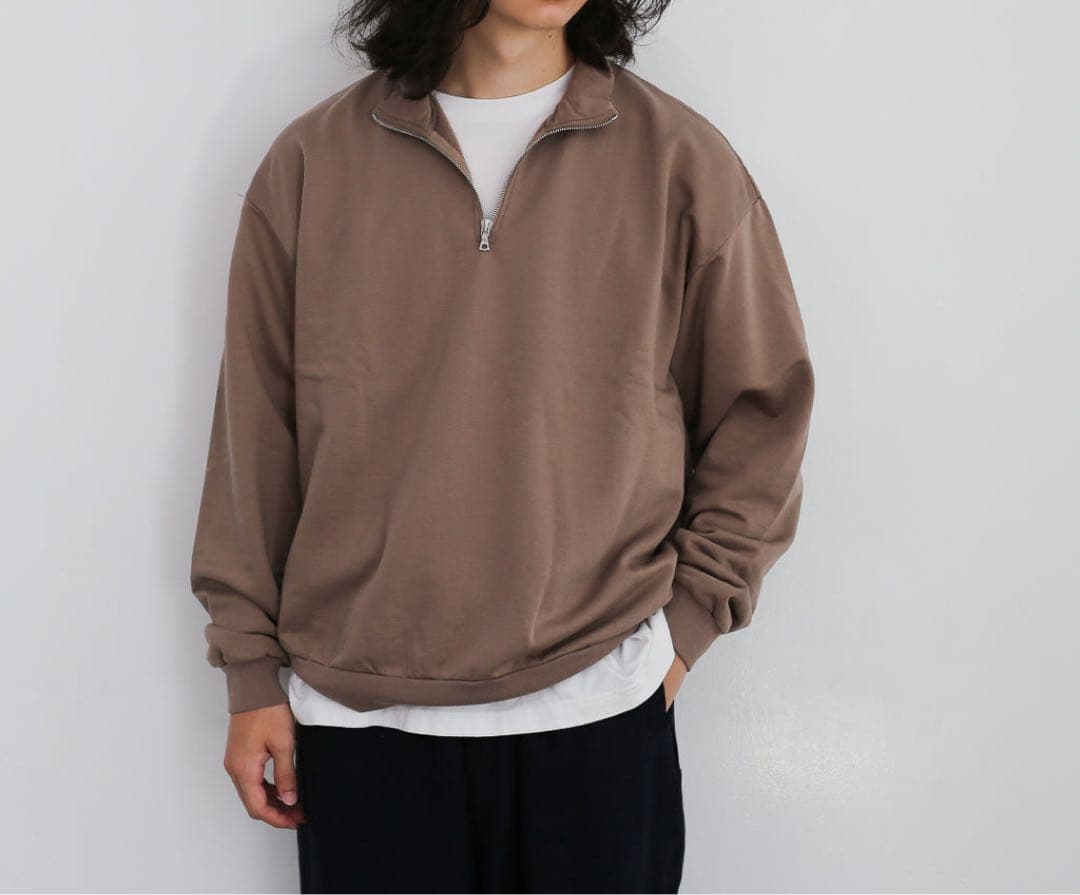 オーラリーELASTIC HIGH GAUGE SWEAT ハーフジップ