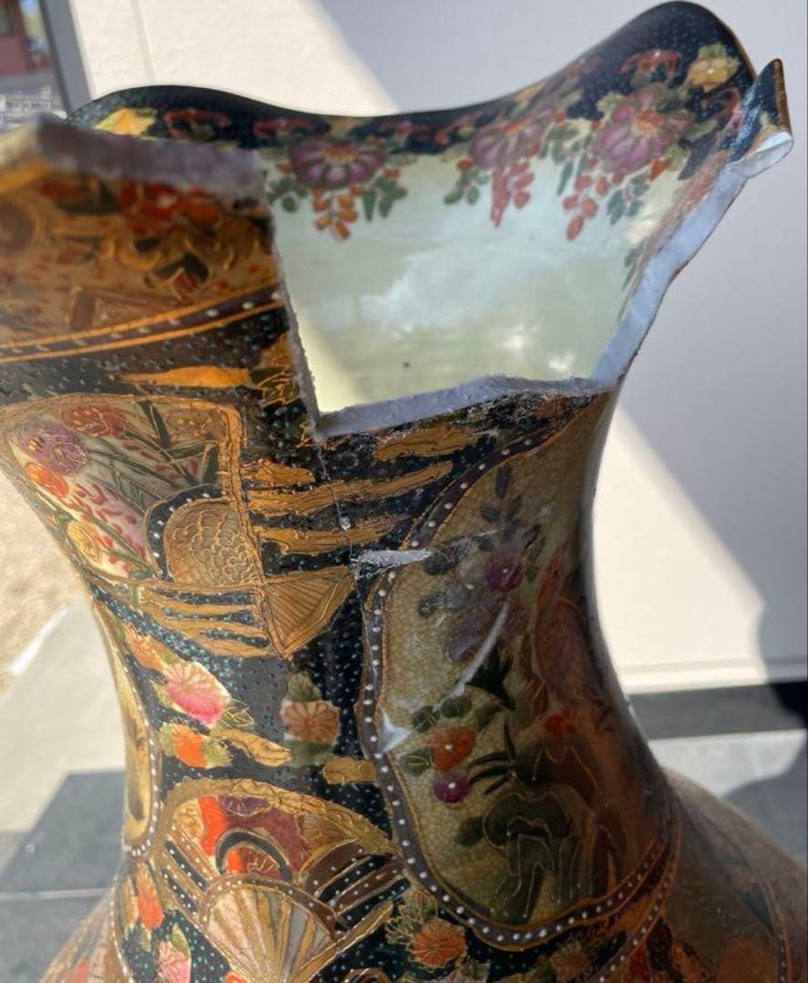 大きな薩摩焼の宮廷床花瓶 , 新年 セール‼️