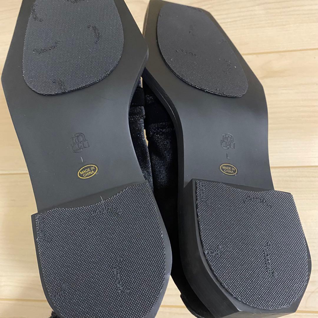 AMERI スクエアトゥ ローファー 黒 ベロア Lサイズ