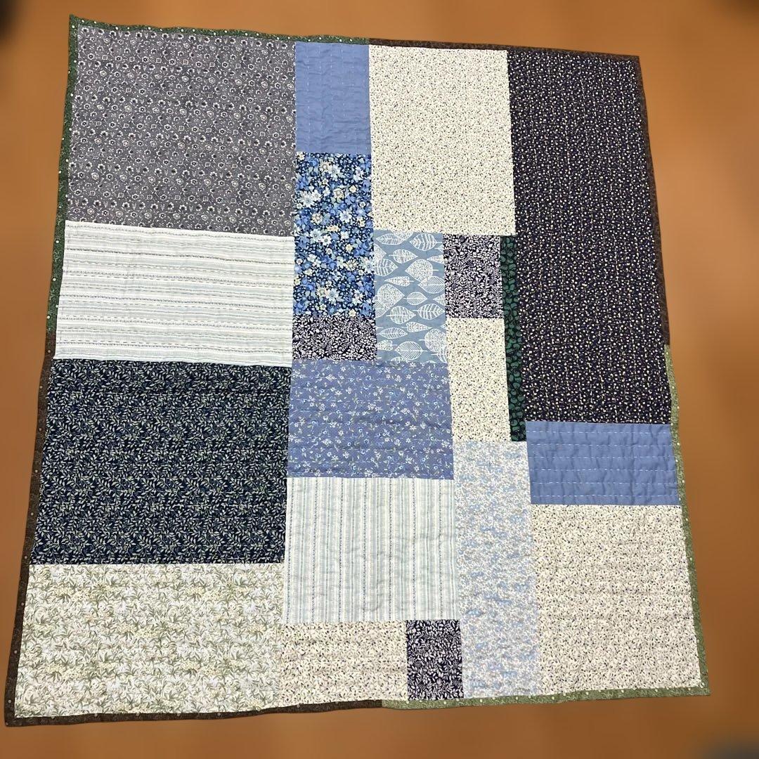 カンタキルト　刺子　ラリーキルト　約90d×100cmハンドメイド　パッチワーク