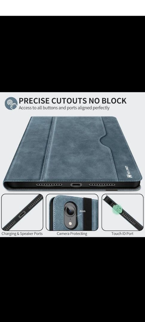 iPad Mini 第6世代2021ケース ブルー ペンシルホルダー付き