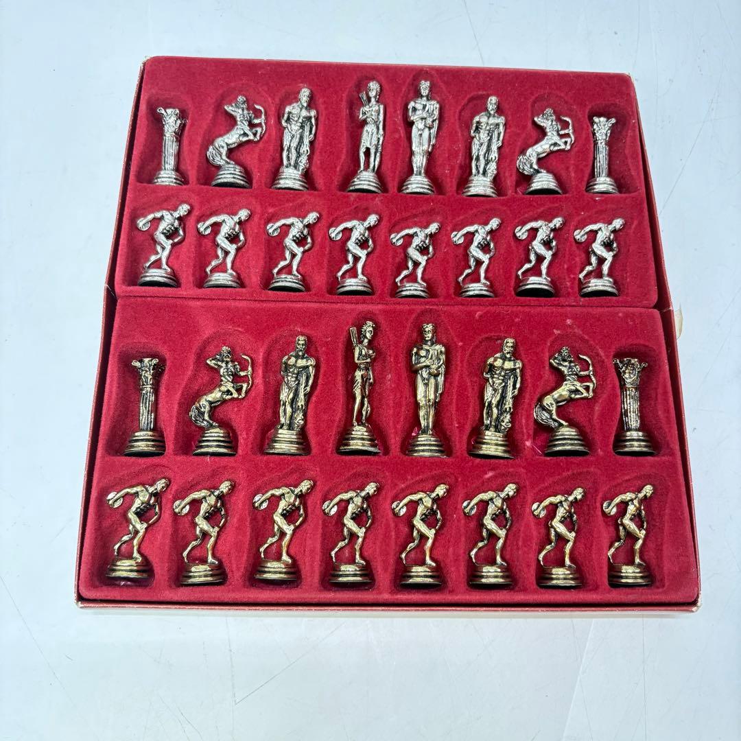 【希少レトロ・駒付属】アンティーク調 インテリア チェステーブル＆駒セット