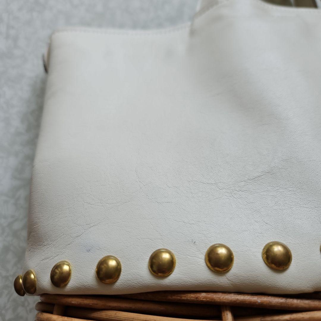 ribbon b ラタンレザーカゴバッグ ホワイト warang wayan