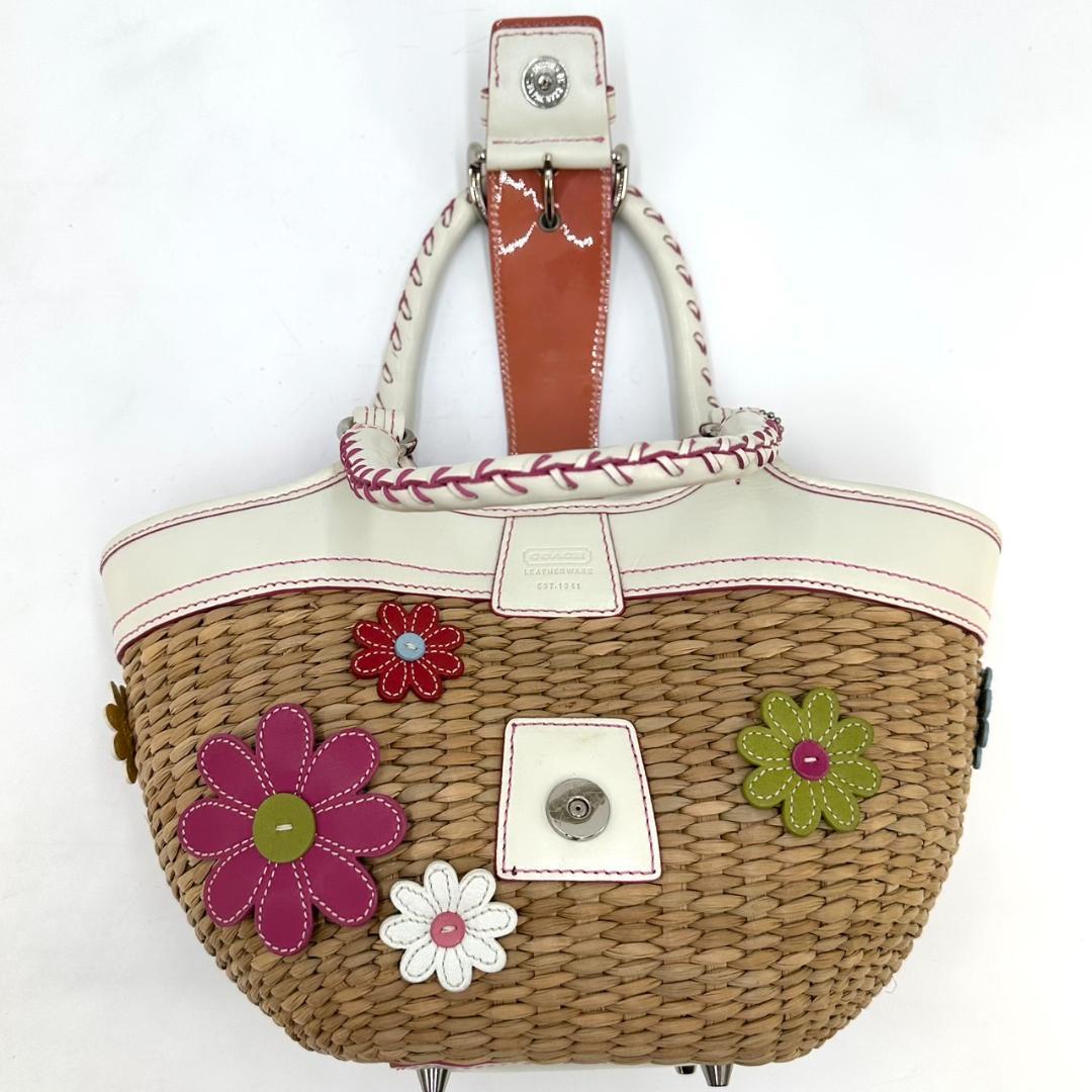 COACH コーチ ソーホー かごバッグ フラワーモチーフ 内側シグネチャー