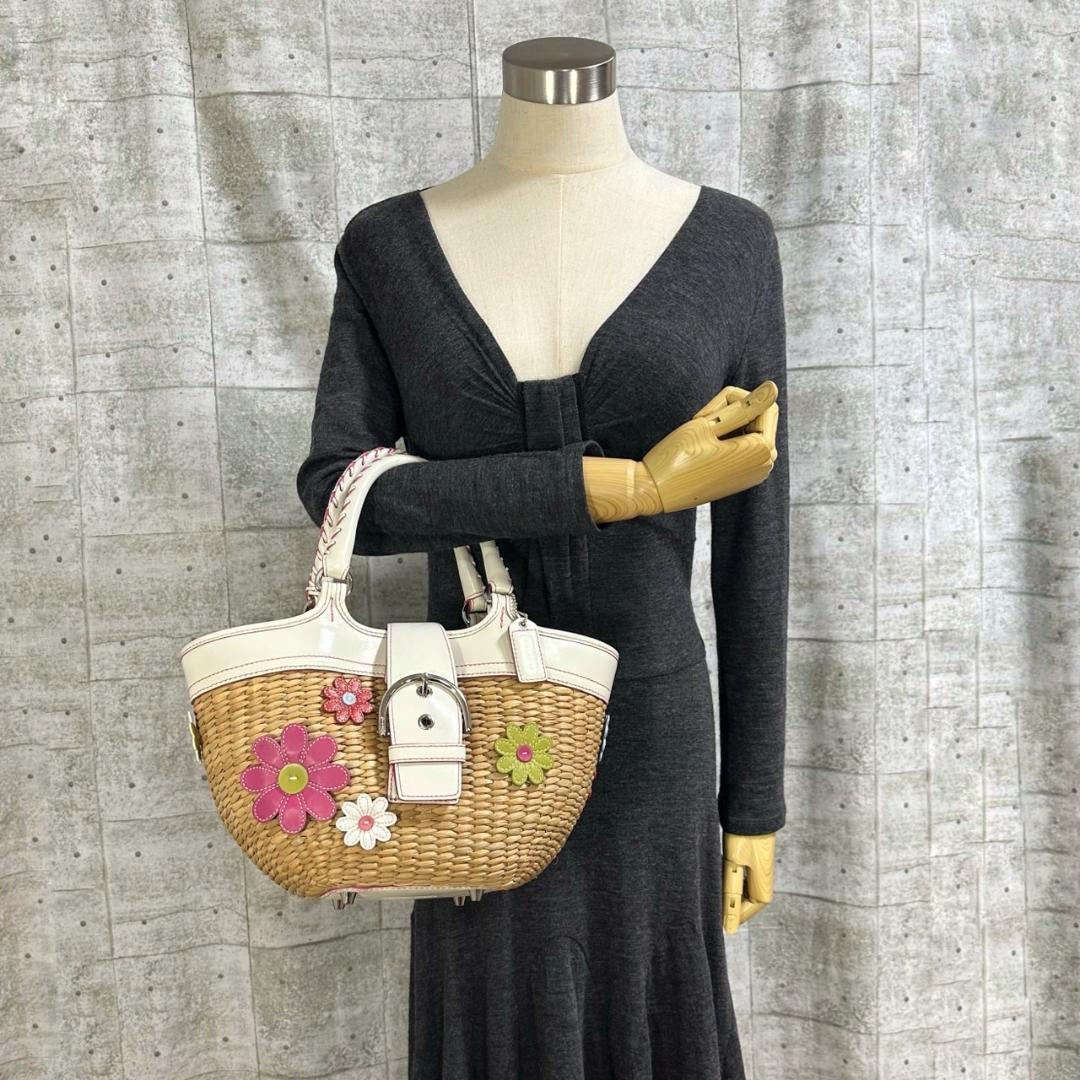 COACH コーチ ソーホー かごバッグ フラワーモチーフ 内側シグネチャー