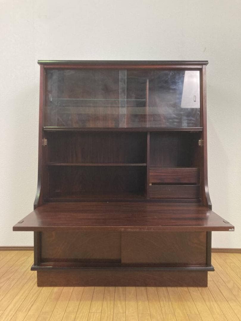 ロータイプ 昭和レトロ ライティングビューロー 勉強机 デスク 茶 ブラウン