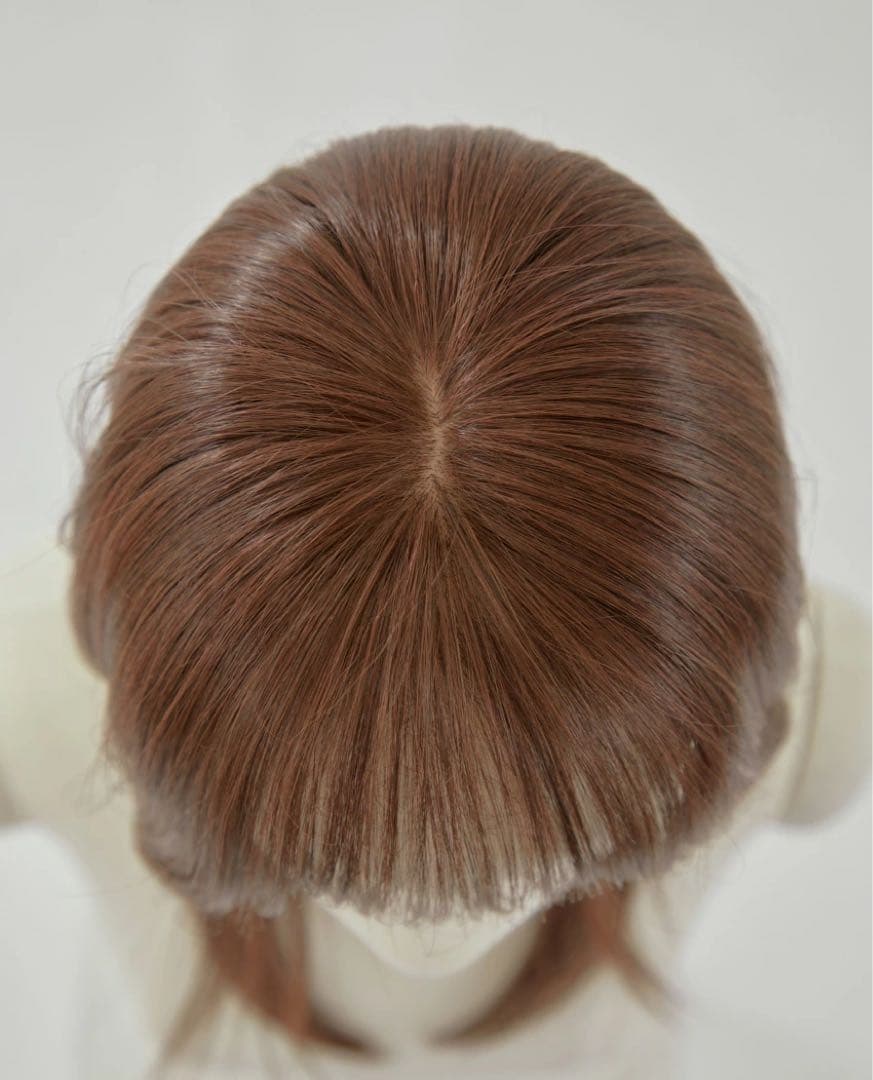 ピンクエイジ 手植えトップカバー)リアルスキン シースルーバング ゆるふわカール