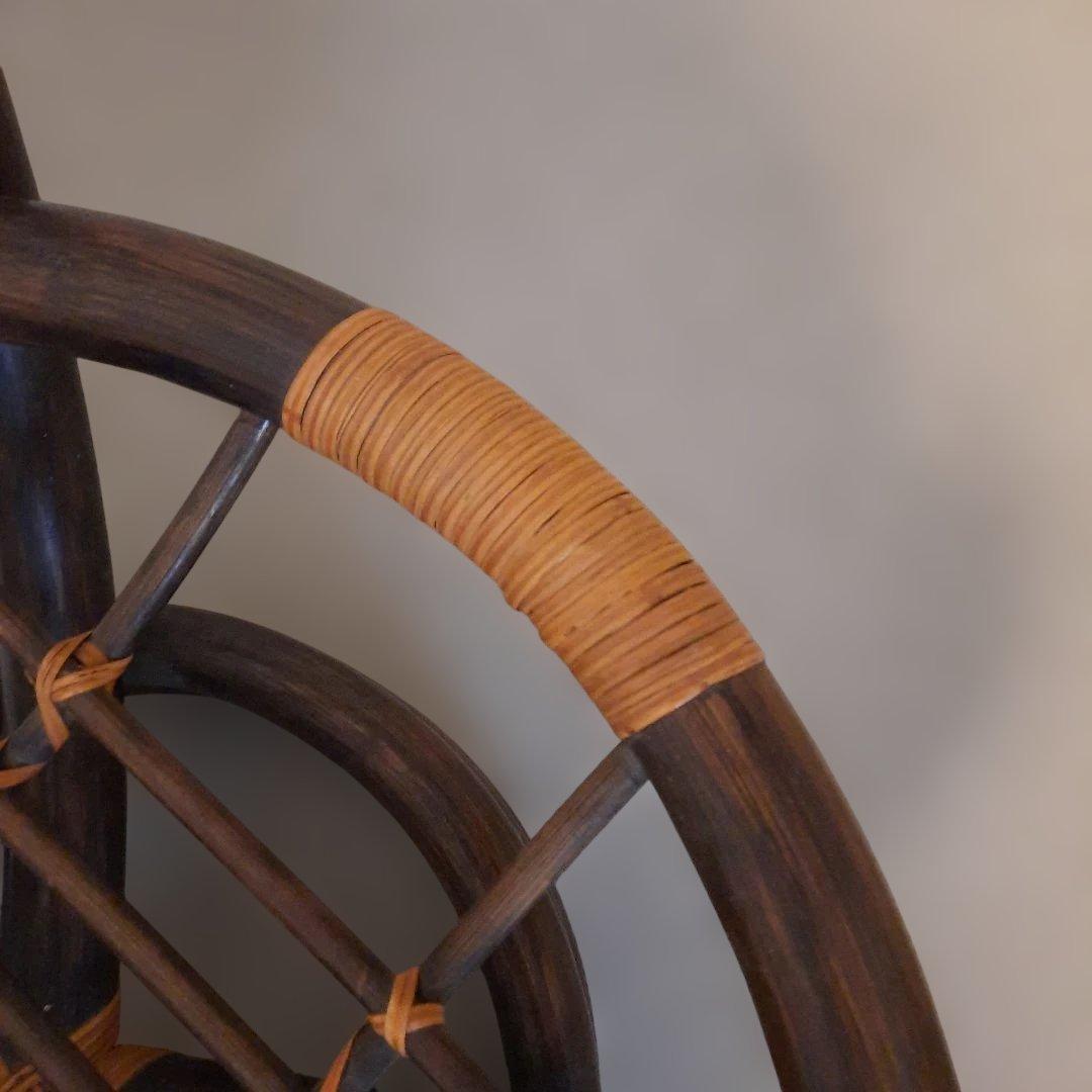 ガラステーブル ラタン 籘 サイドテーブル 円形 ガラス天板