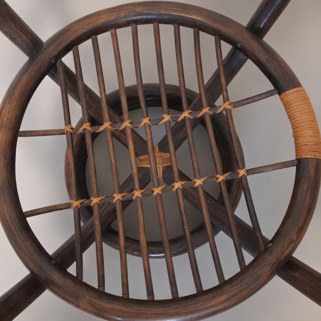 ガラステーブル ラタン 籘 サイドテーブル 円形 ガラス天板