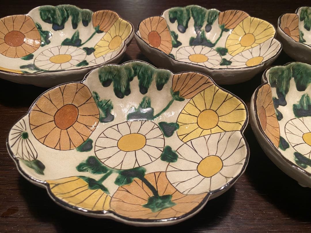 乾山写玉菊向付5客　新品未使用　京の器