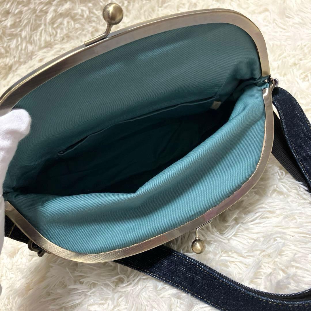 AYANOKOJI 口折れ型 がま口 クロス ボディバッグ デニム ヒッコリー