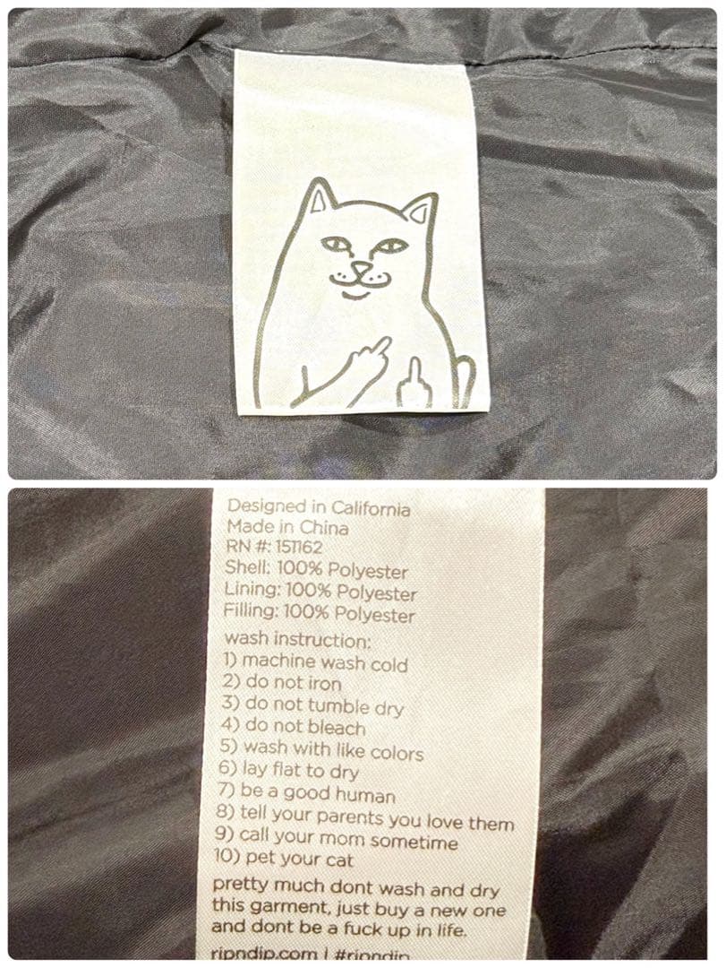 【美品】 RIPNDIP リップンディップ 総柄 フーデッド 中綿ジャケット