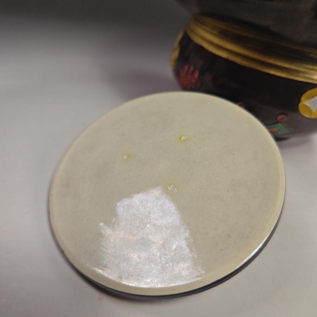 イ829 水指『中村翠嵐作』『久田宗也（尋牛斎）極箱』『紫交趾　宝尽し袋形水指』