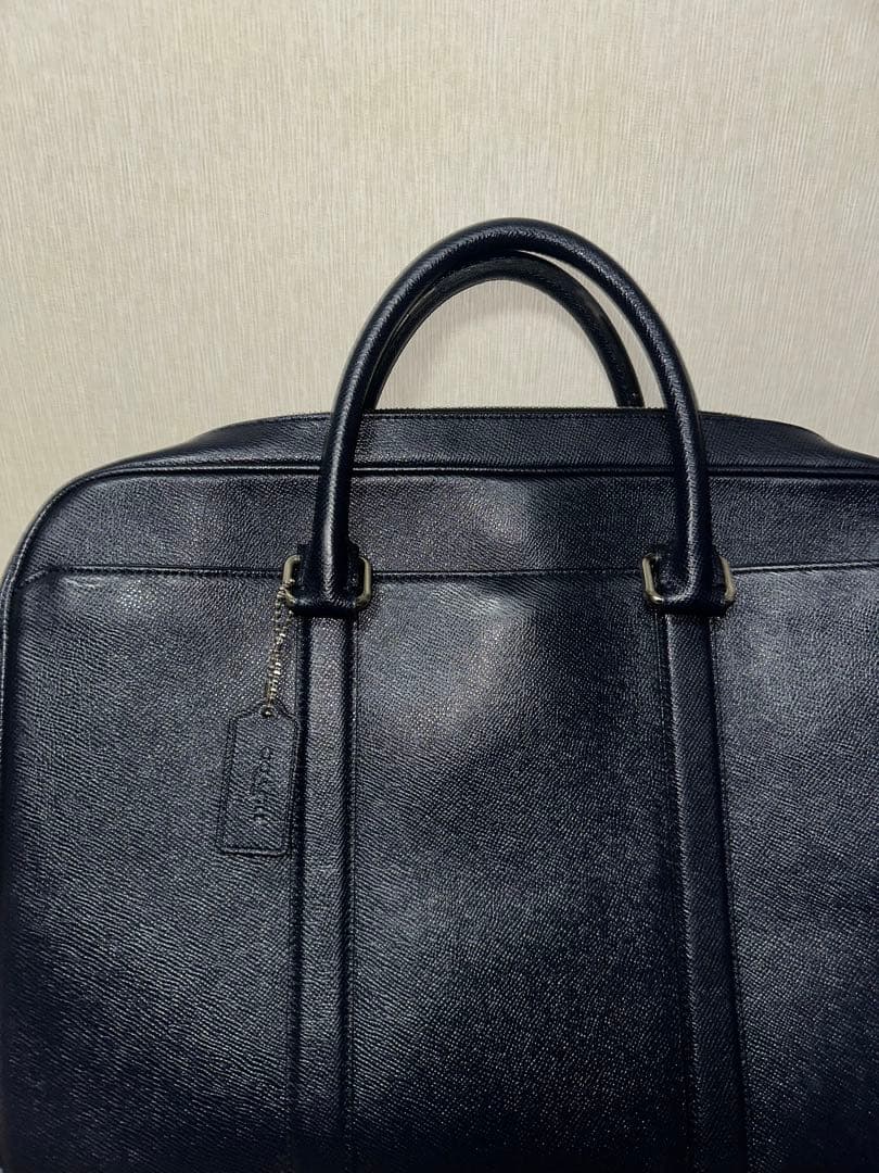 COACH コーチ ダークブルー レザー ビジネスバッグ