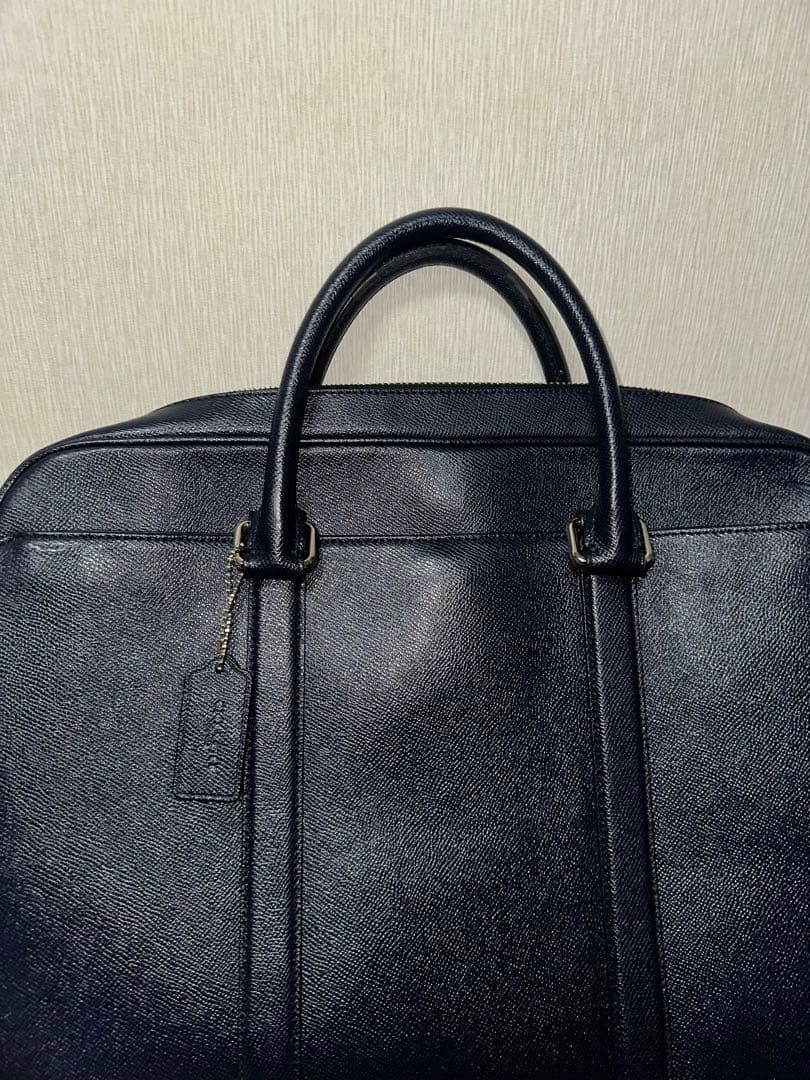 COACH コーチ ダークブルー レザー ビジネスバッグ