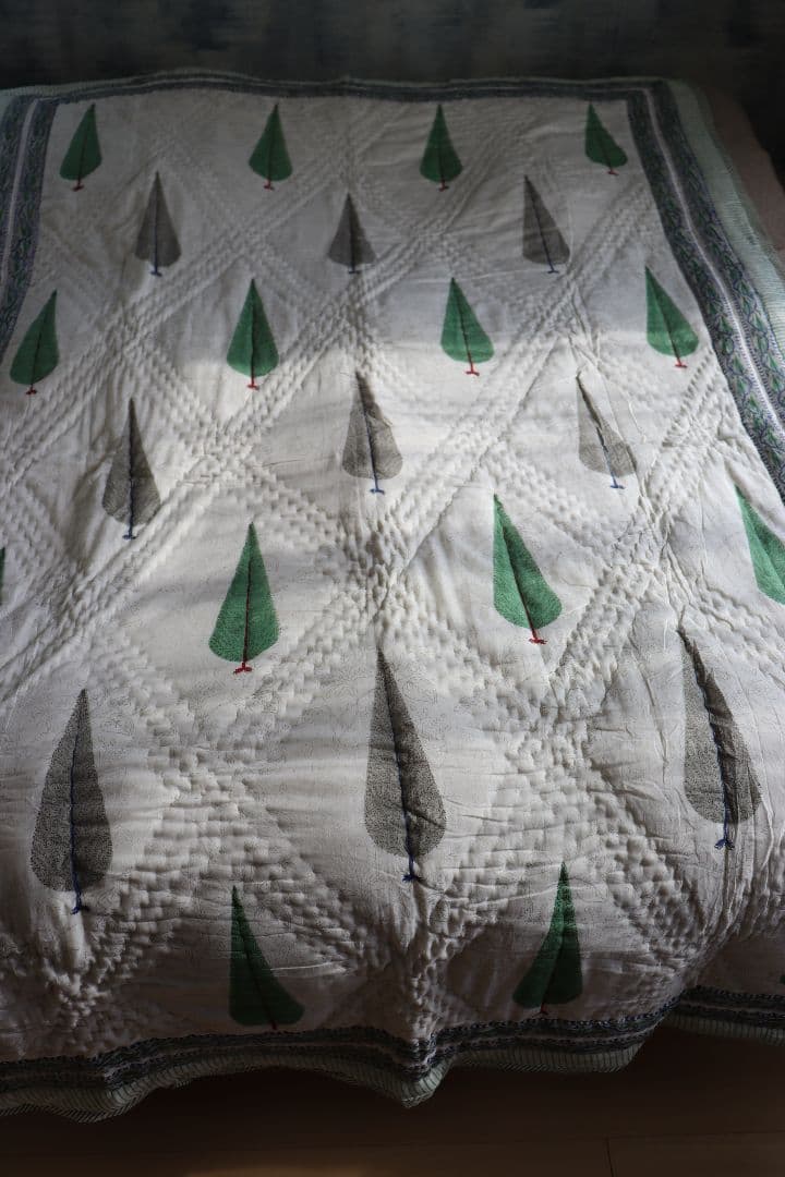 インドキルト布団　ハンドブロックプリント