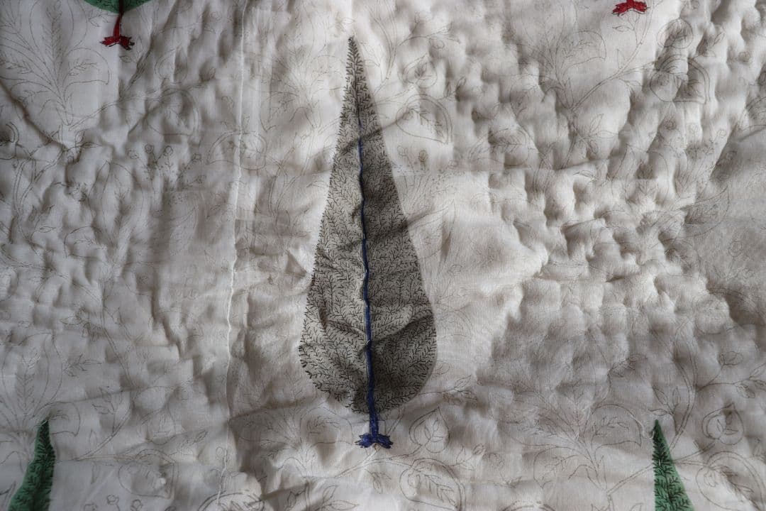 インドキルト布団　ハンドブロックプリント