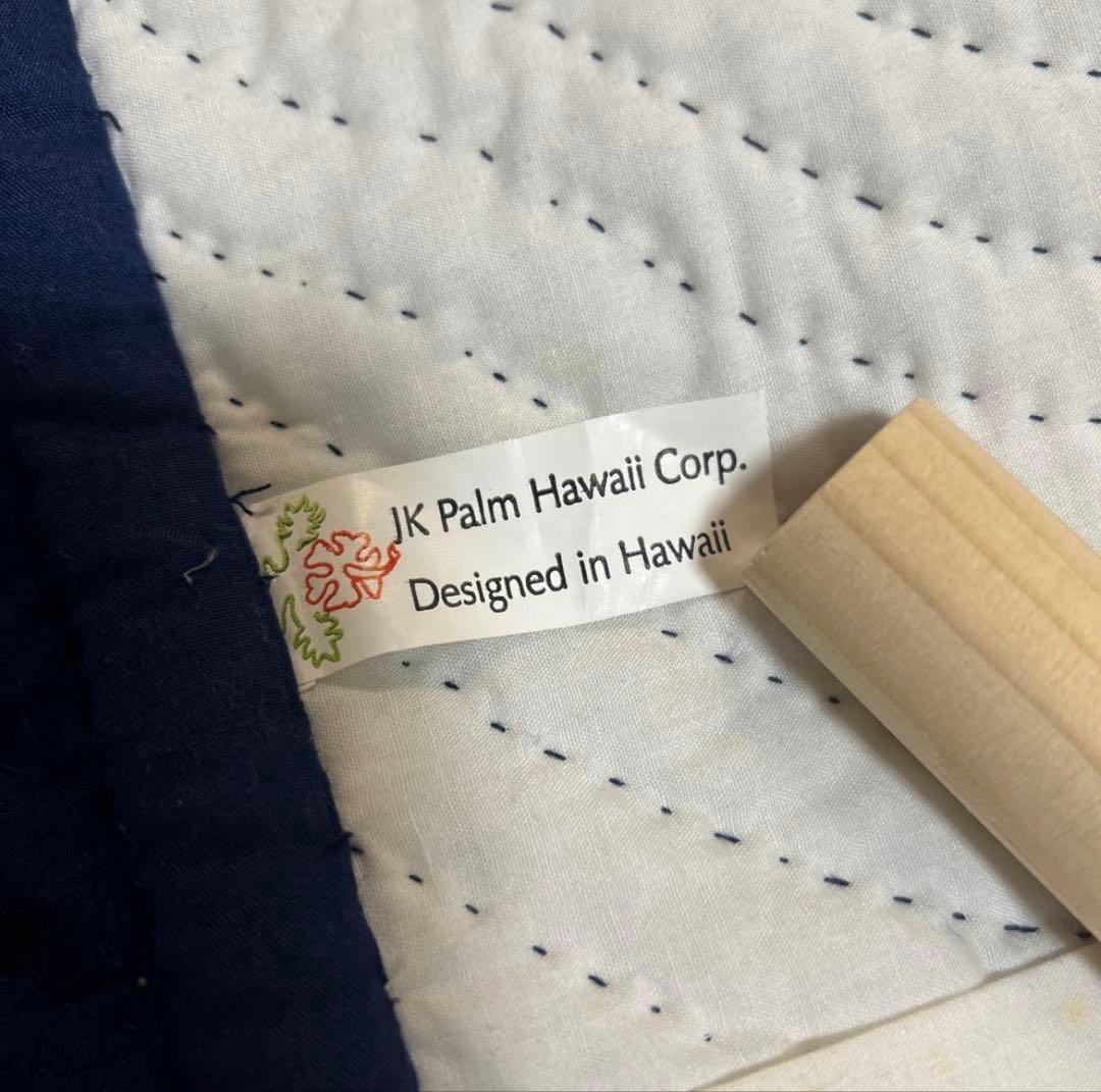 値下げ中！【一点物！】高級　手縫いハワイアンキルト 198×198 ホヌ柄 紺色