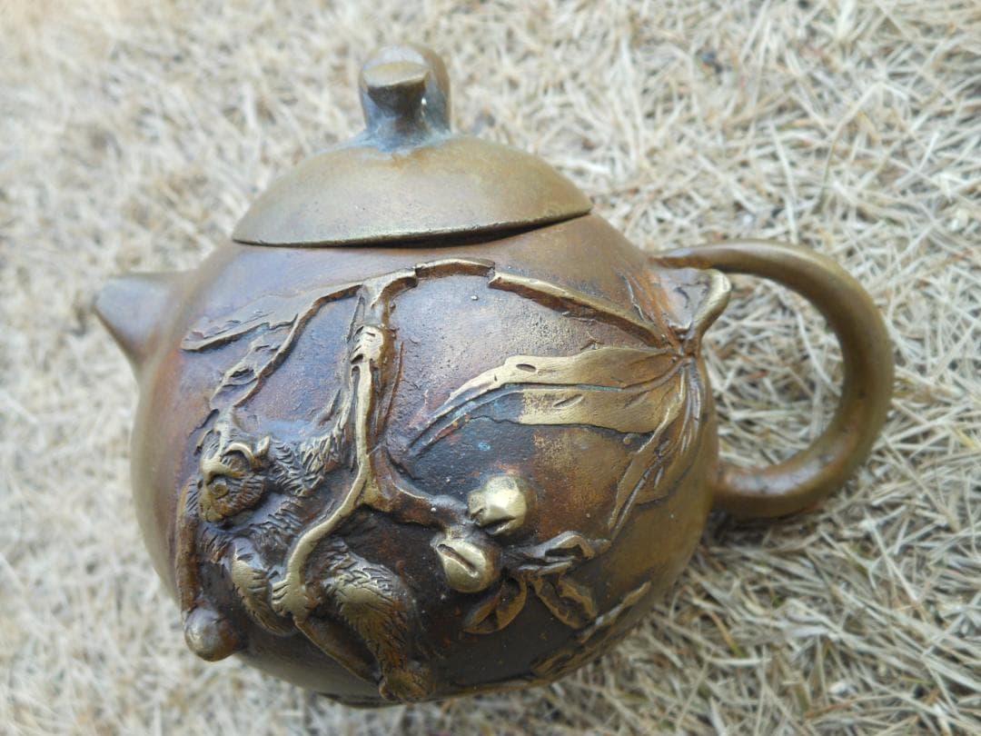 急須　茶器　茶壷　煎茶道具　茶事　金属製　アンティーク　古美術品