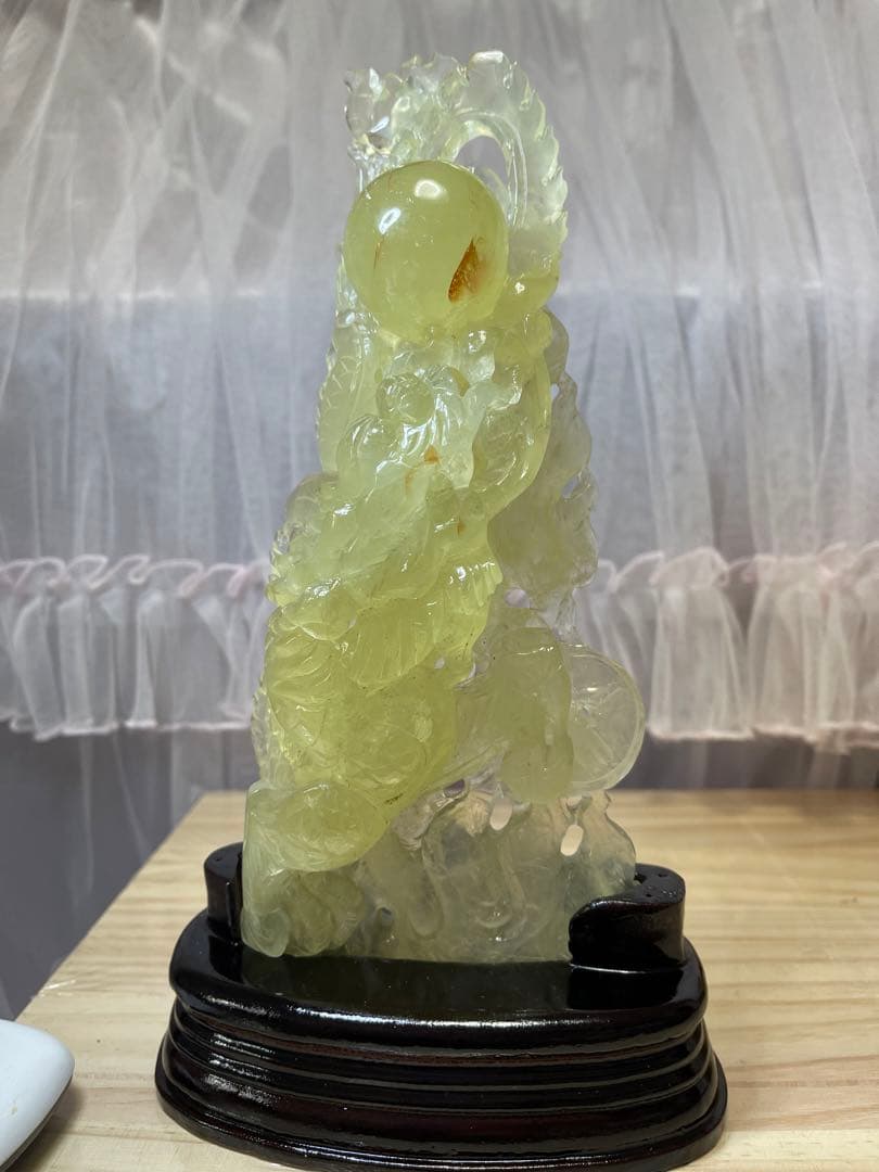 天然石　高品質　綺麗　高透明　シトリン　龍　手彫り置物 原石