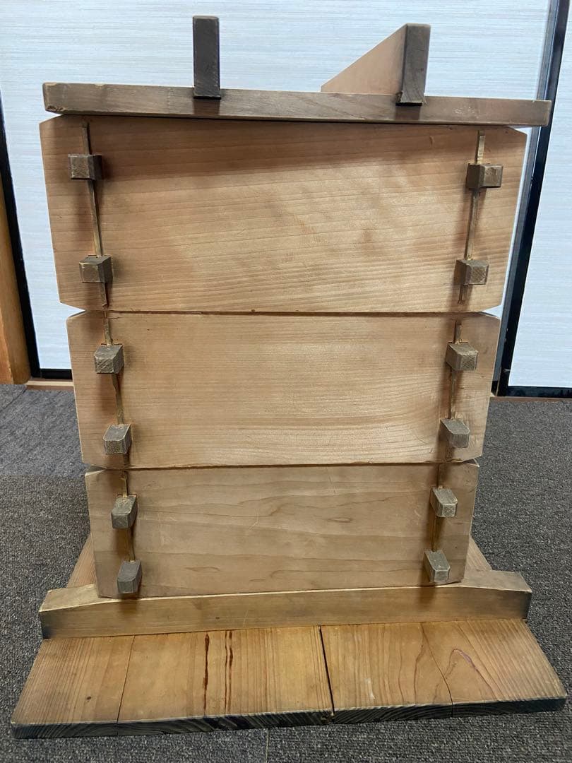 木製角【小】せいろ　アンティーク　レトロ　竹スノコ付き　蒸し器