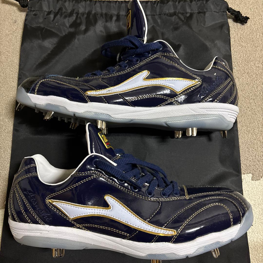 ZETT プロステイタススパイクフルオーダー ネイビー × ホワイト 専用袋付き