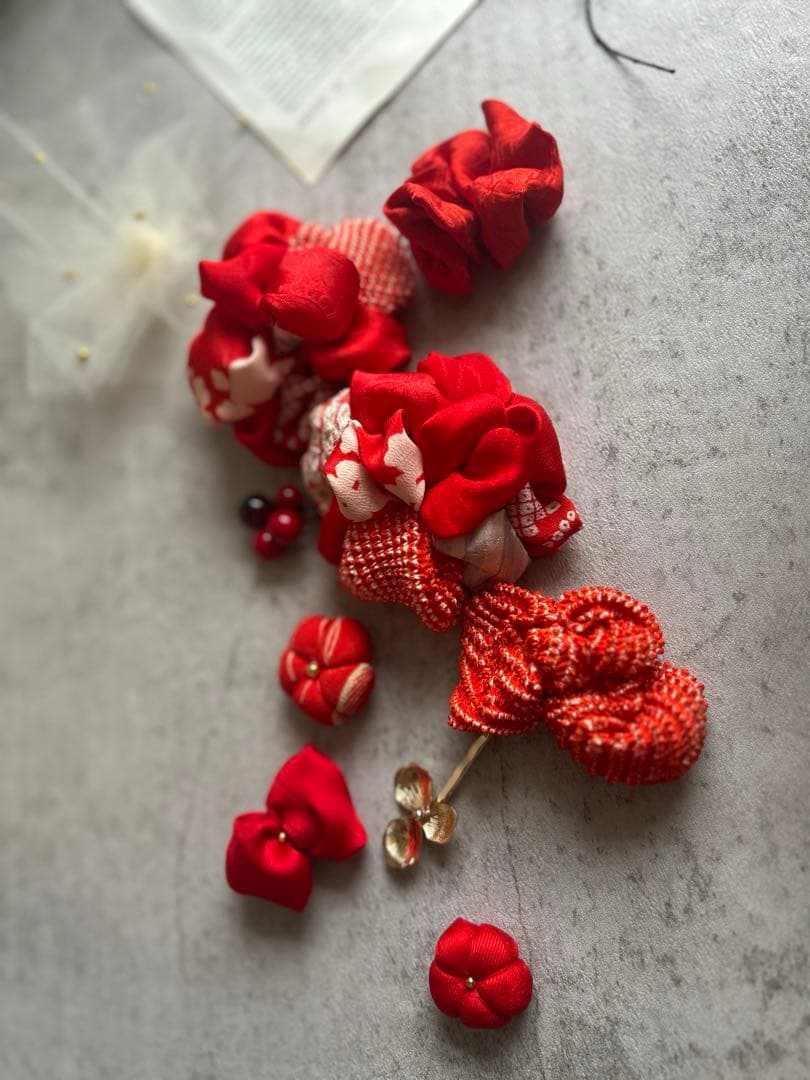 七五三　七五三髪飾り　ヘッドドレス　着物髪飾り　リメイク髪飾り　075