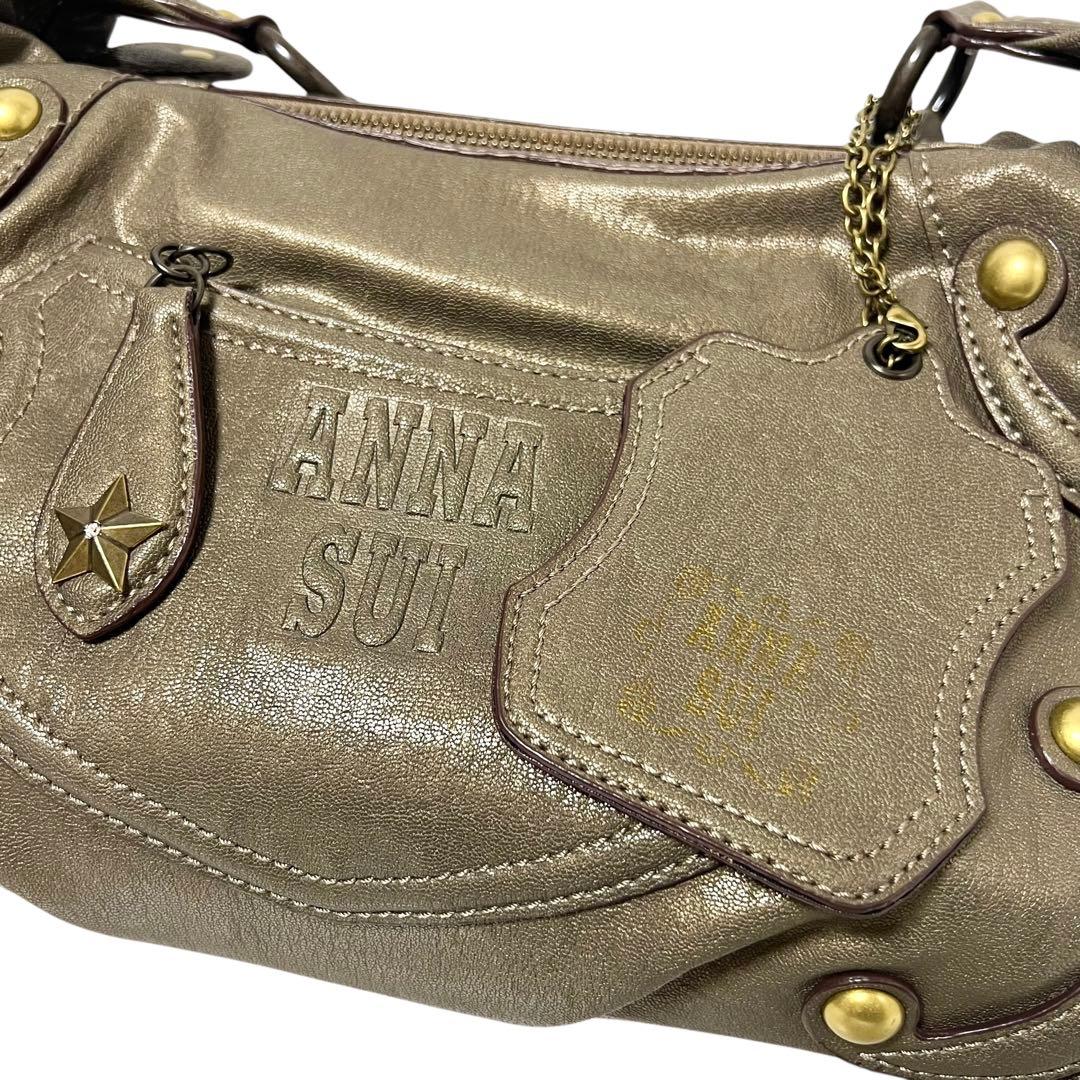 美品 ANNA SUI アナスイ ドリトル 斜め掛け ショルダーバッグ カーキ