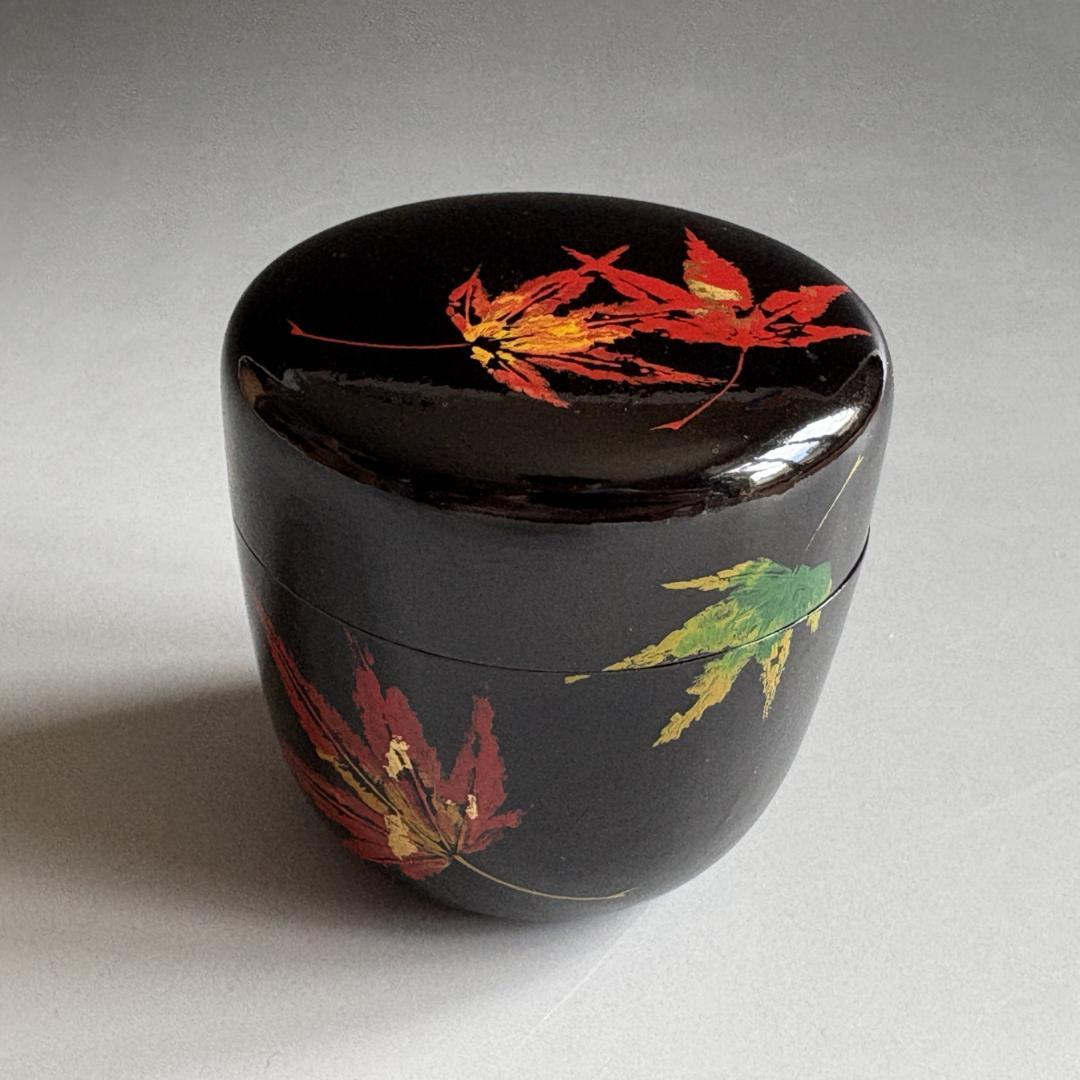 高桑泉斎　紅葉絵一閑大棗　堀内宗完　兼中斎書付　茶道具　薄茶器　表千家　＋掛花入