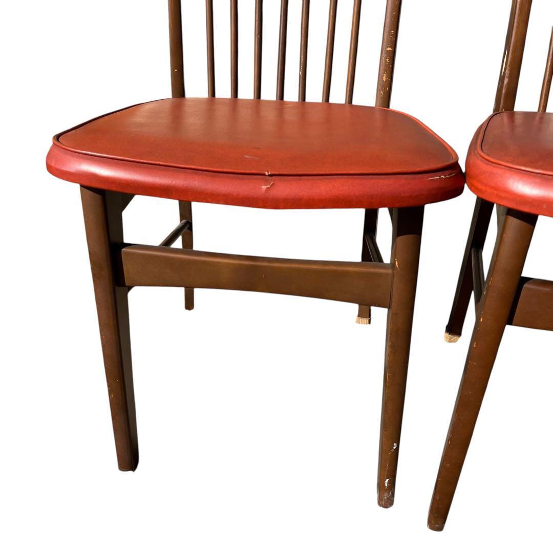 HAMAMOTO（ハマモト）製 木製ダイニングチェア 4脚セット　赤