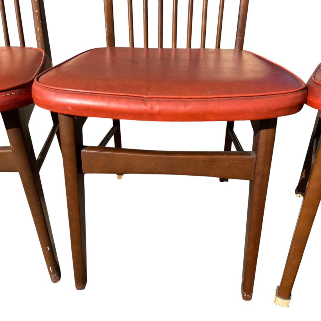 HAMAMOTO（ハマモト）製 木製ダイニングチェア 4脚セット　赤