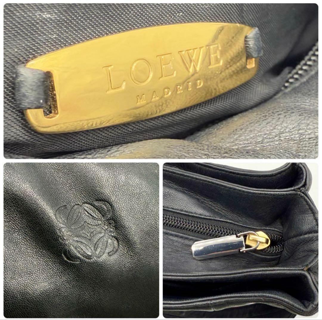 【希少】ロエベ アナグラム チェーン ワンショルダーバッグ ナッパレザー 黒