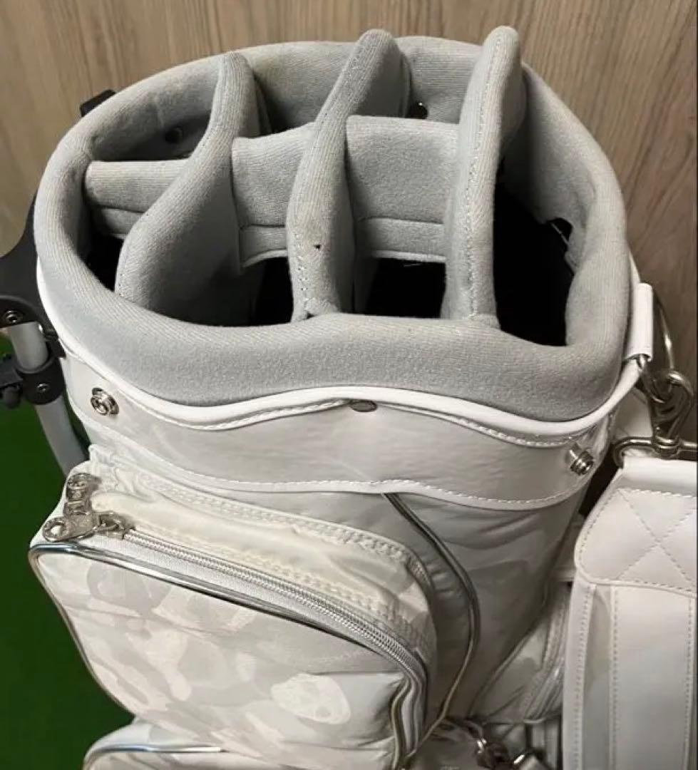 美品【キャディバッグ】マークアンドロナ　カモフラ　スカル　スタンド式　3点式